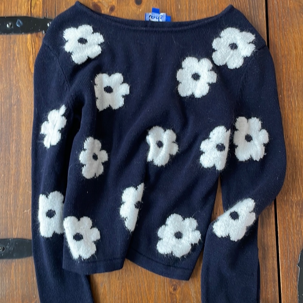 XS Keds white and blue flower sweater